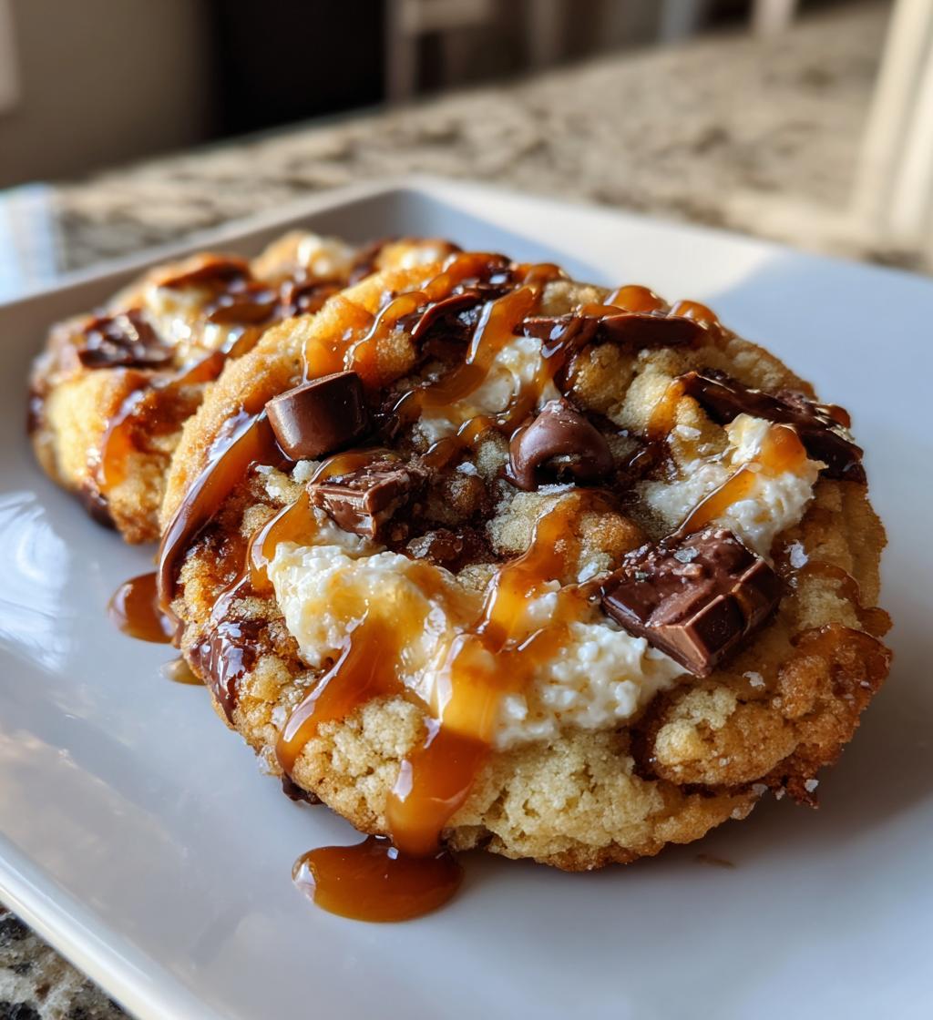 copycat crumbl salted caramel cheesecake cookies