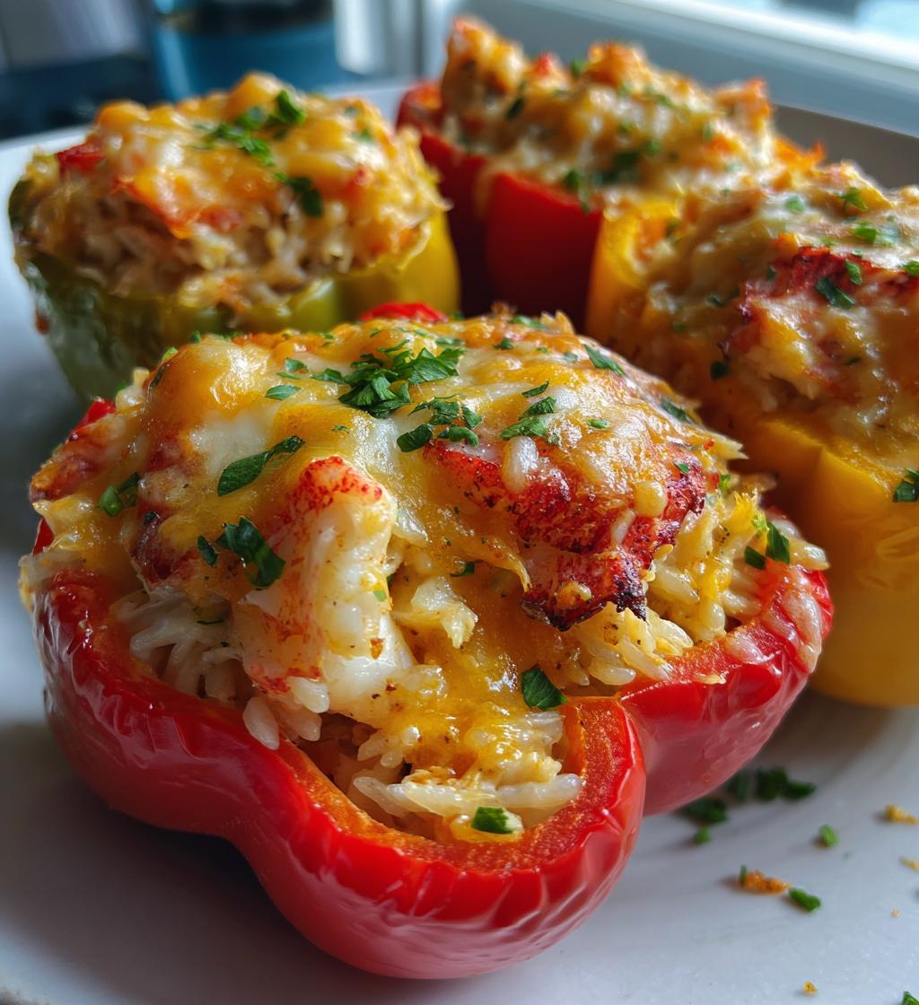 crab and shrimp stuffed bell peppers - detail 1