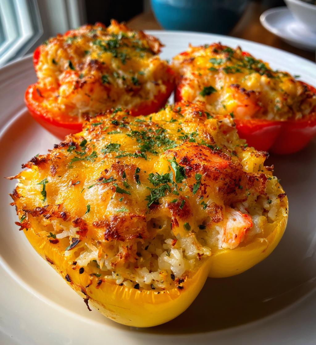 crab and shrimp stuffed bell peppers