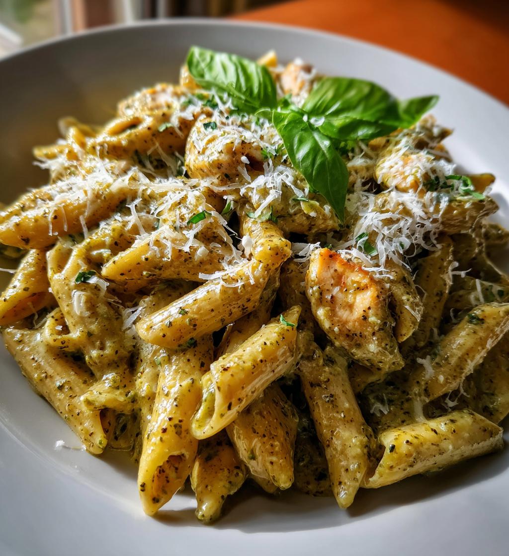 creamy chicken pesto pasta - detail 1