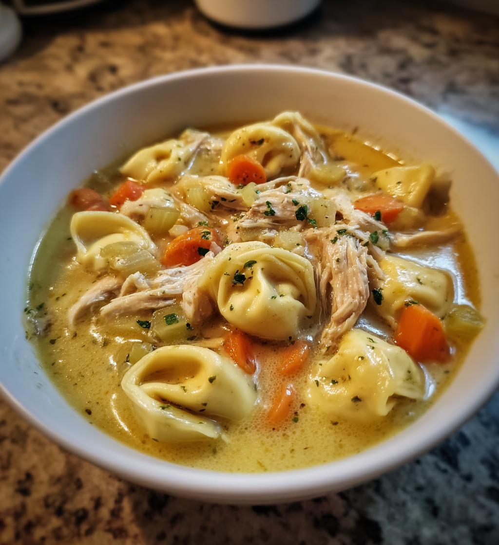 creamy chicken tortellini soup - detail 1