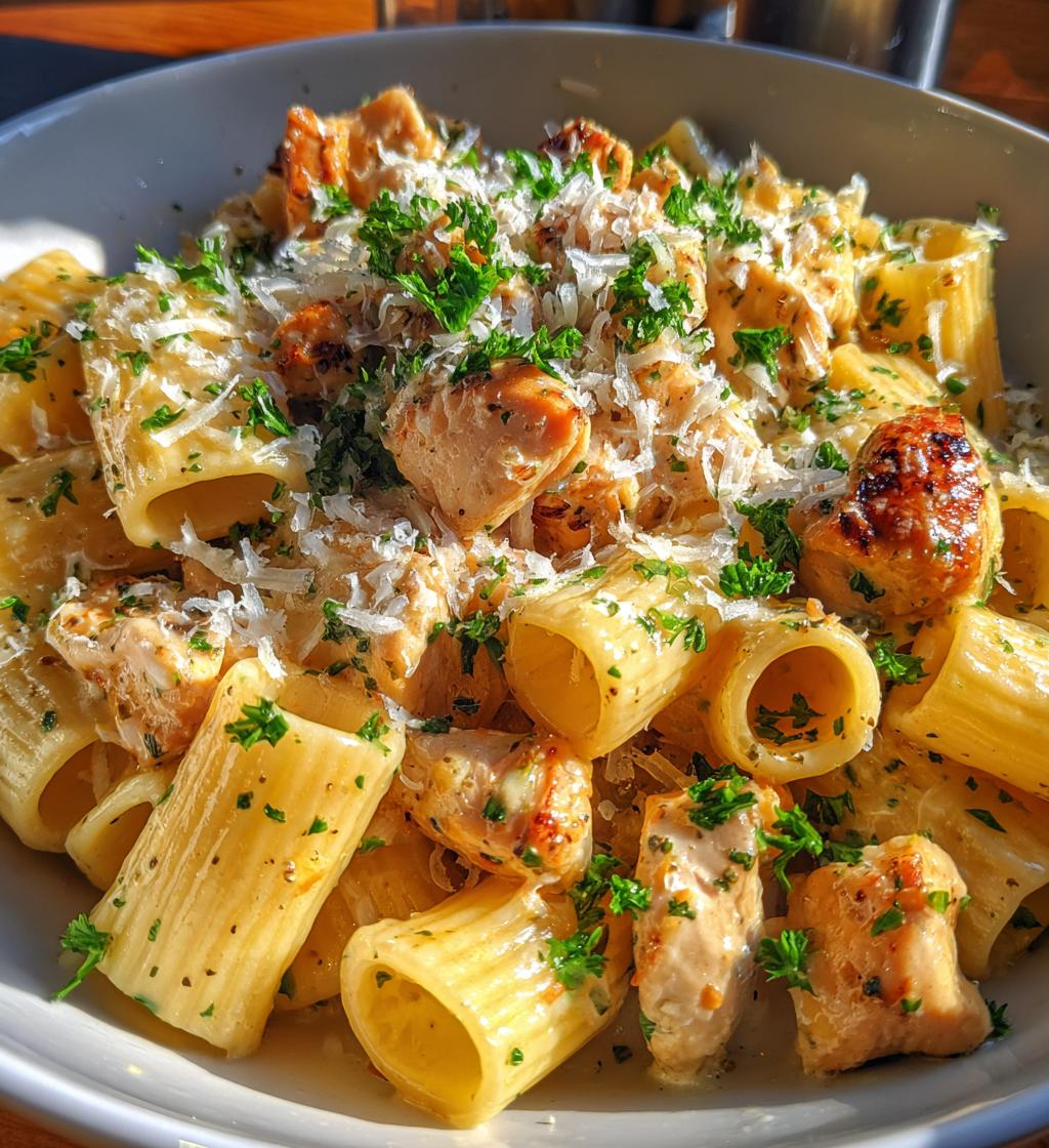 creamy garlic butter chicken rigatoni easy homemade recipe - detail 1