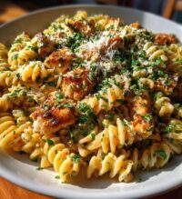 creamy garlic butter chicken rotini parmesan