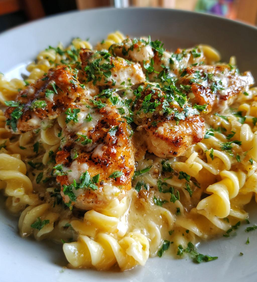 creamy garlic parmesan chicken and cheesy twisted pasta recipe