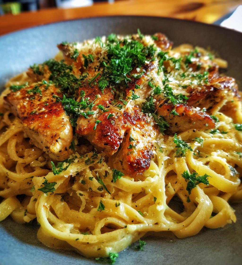 creamy garlic parmesan chicken pasta - detail 1