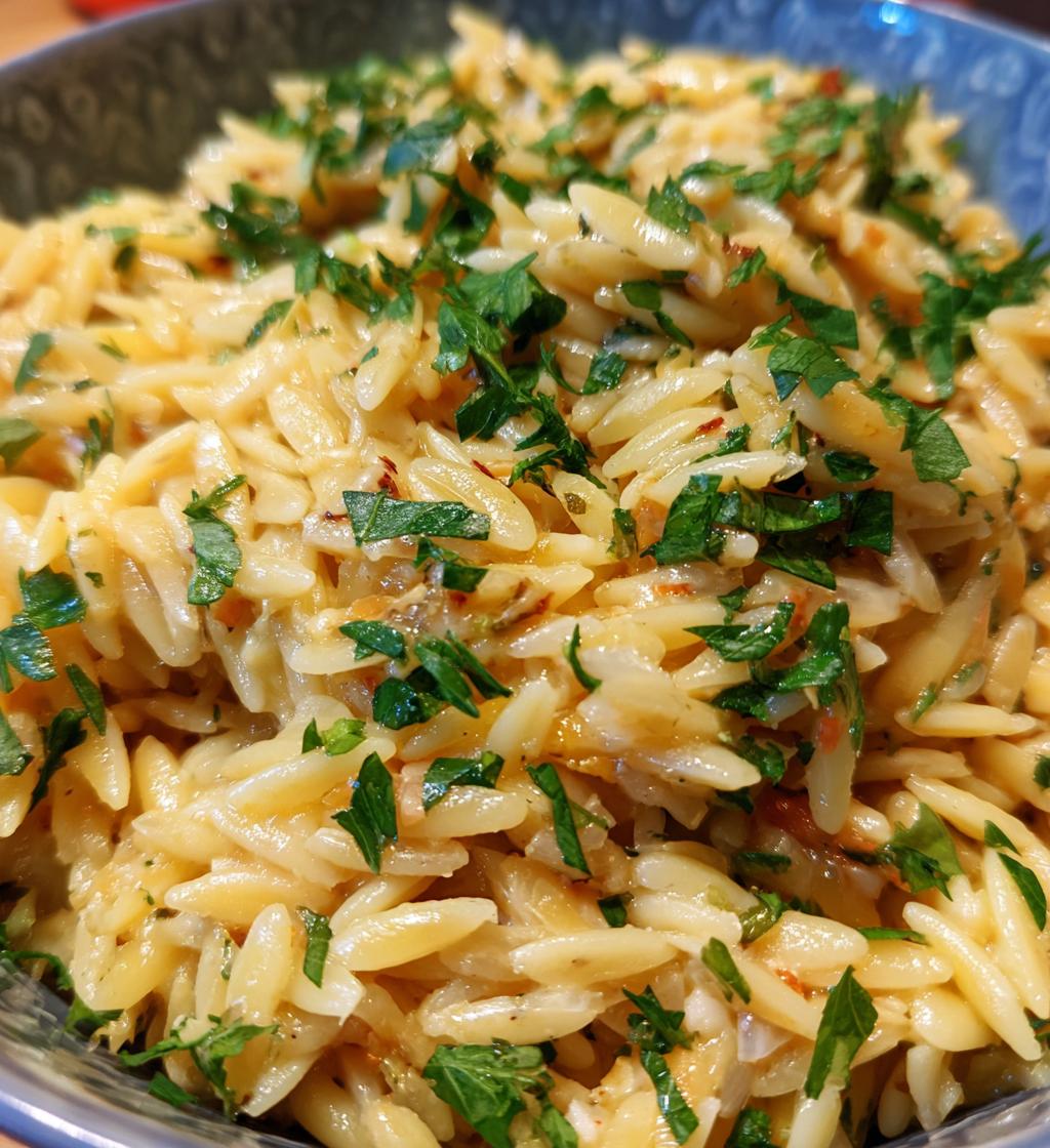 creamy garlic parmesan orzo