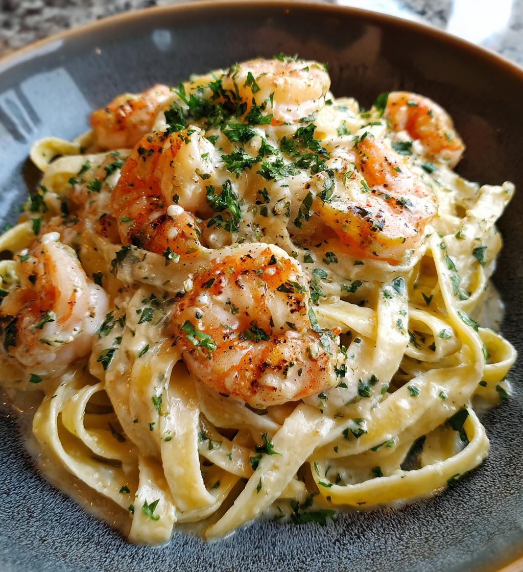 creamy garlic shrimp pasta