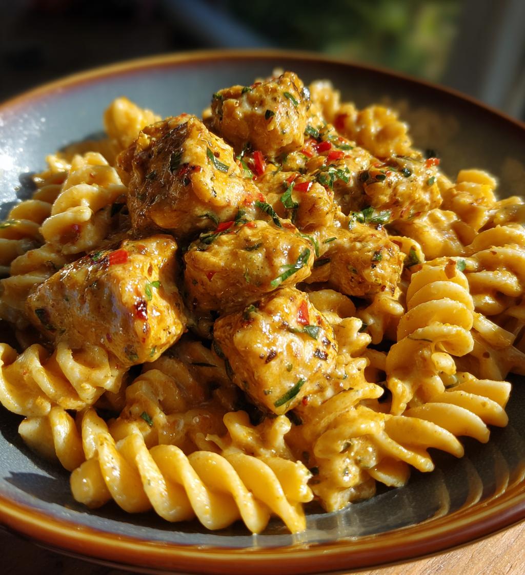 creamy jalapeno garlic chicken bites with twisted cheddar cajun pasta - detail 1