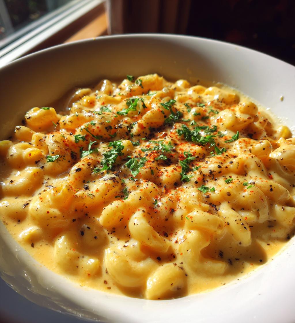 creamy mac and cheese soup - detail 1