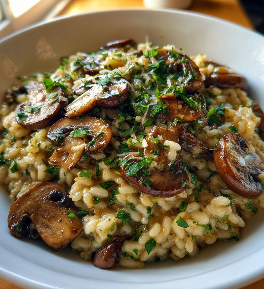 creamy mushroom risotto - detail 1