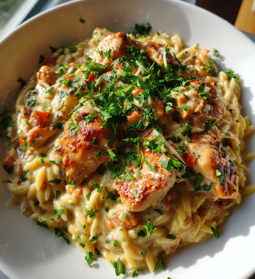 creamy parmesan chicken and orzo - detail 1