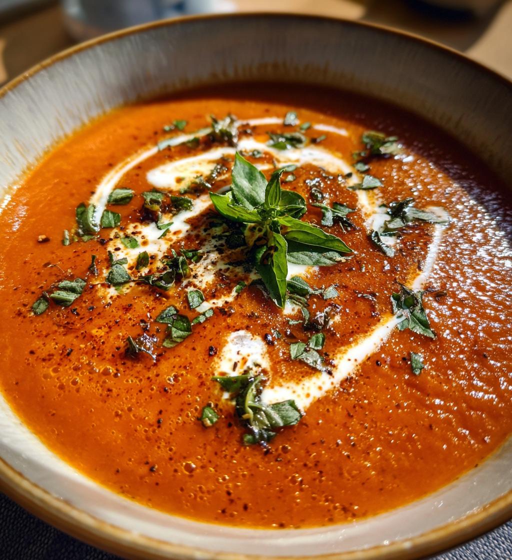 creamy roasted garlic tomato soup - detail 1