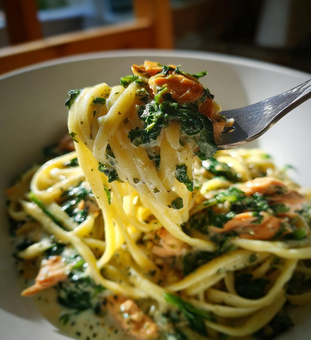 creamy salmon and spinach pasta