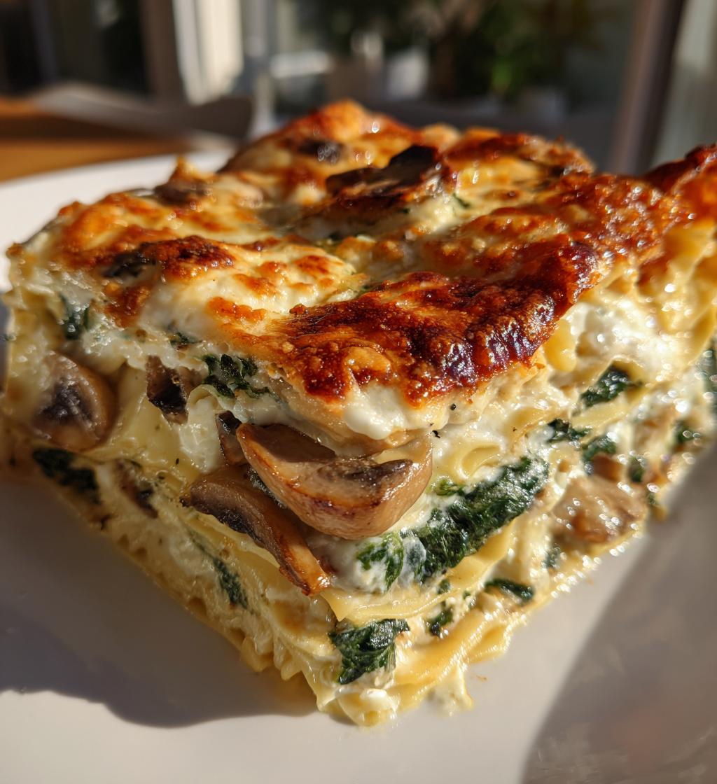 creamy spinach mushroom lasagna