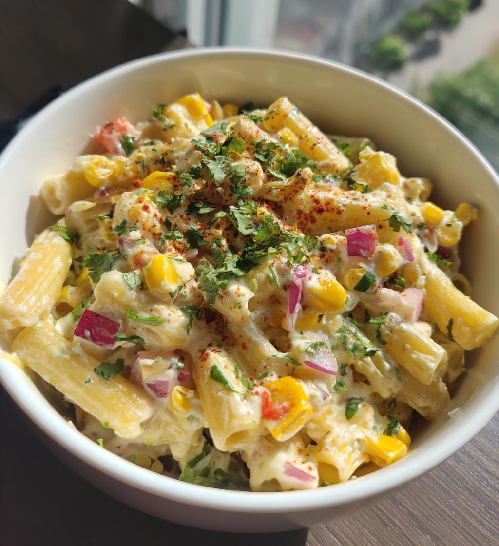 creamy street corn pasta salad - detail 1