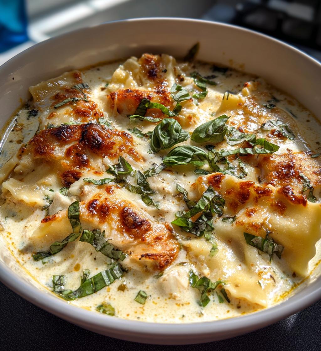 creamy white lasagna soup