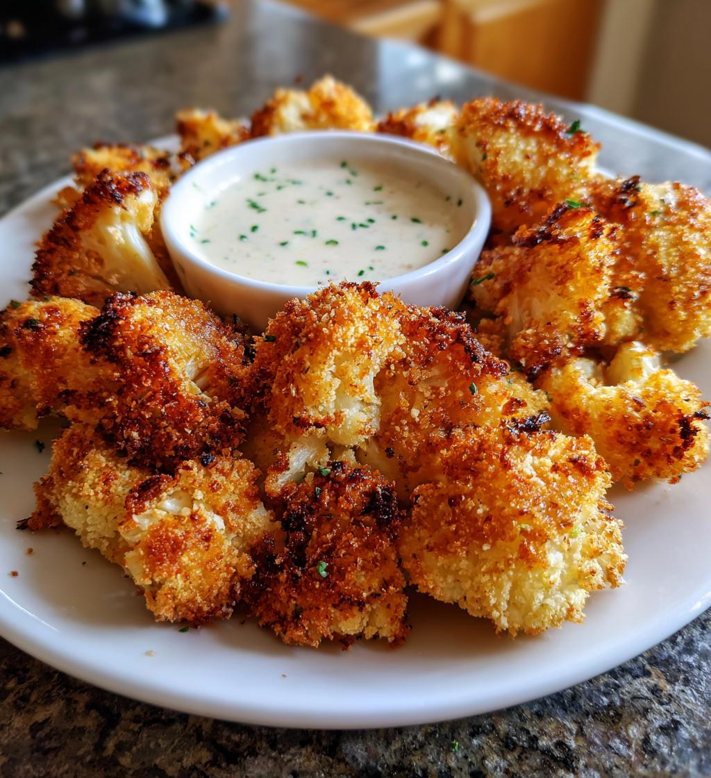 crispy baked cauliflower bites with garlic sauce - detail 1