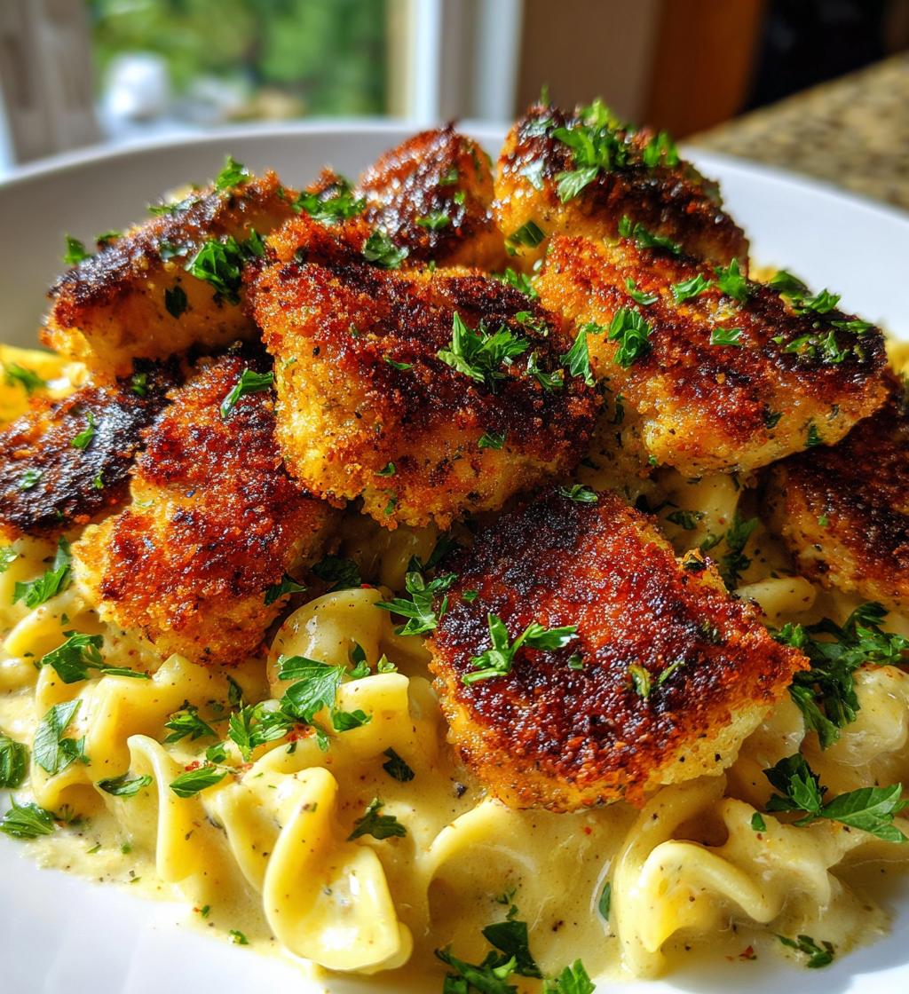 crispy parmesan chicken bites with smoked cajun alfredo gemelli recipe