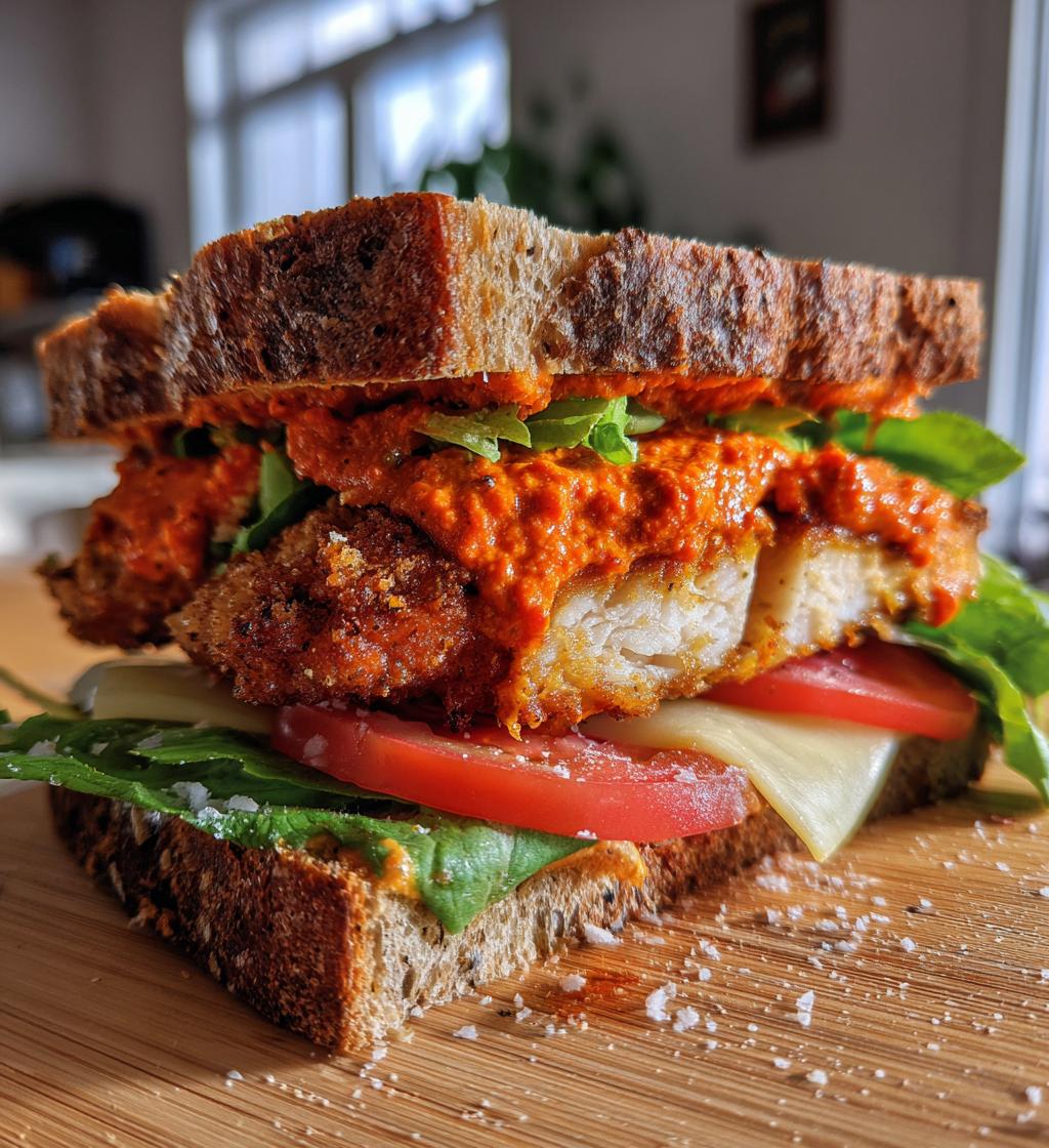 crunchy chicken romesco sandwich