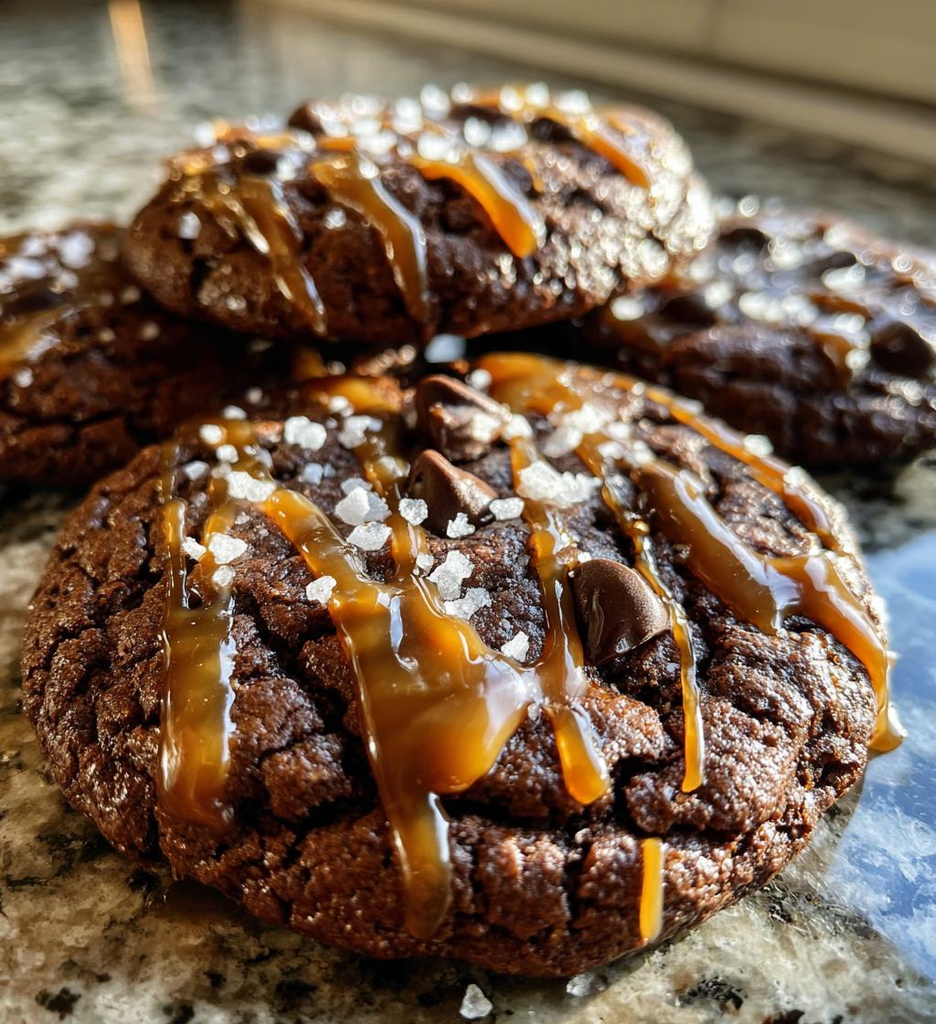 double chocolate salted caramel cookies - detail 1