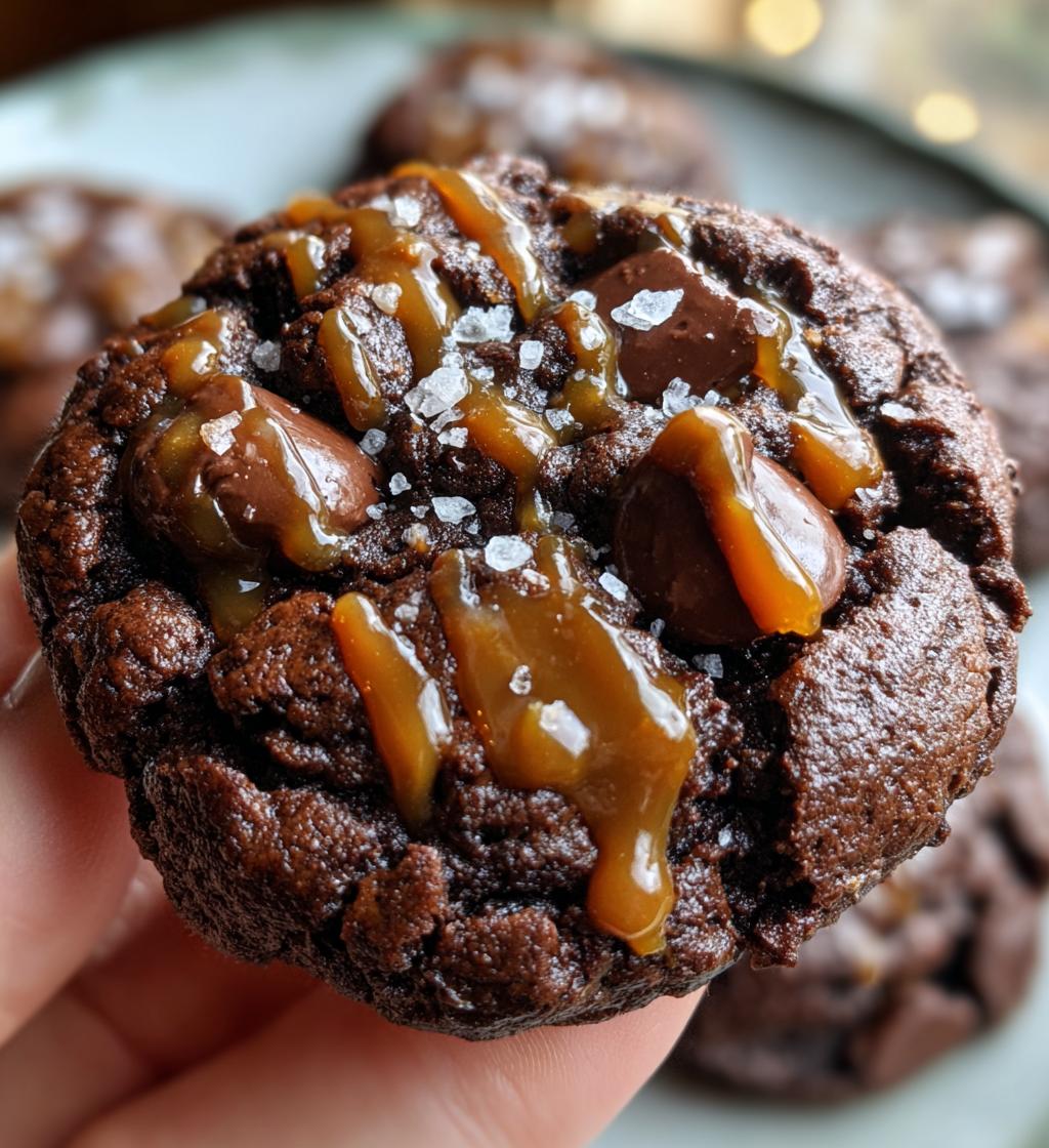 double chocolate salted caramel cookies
