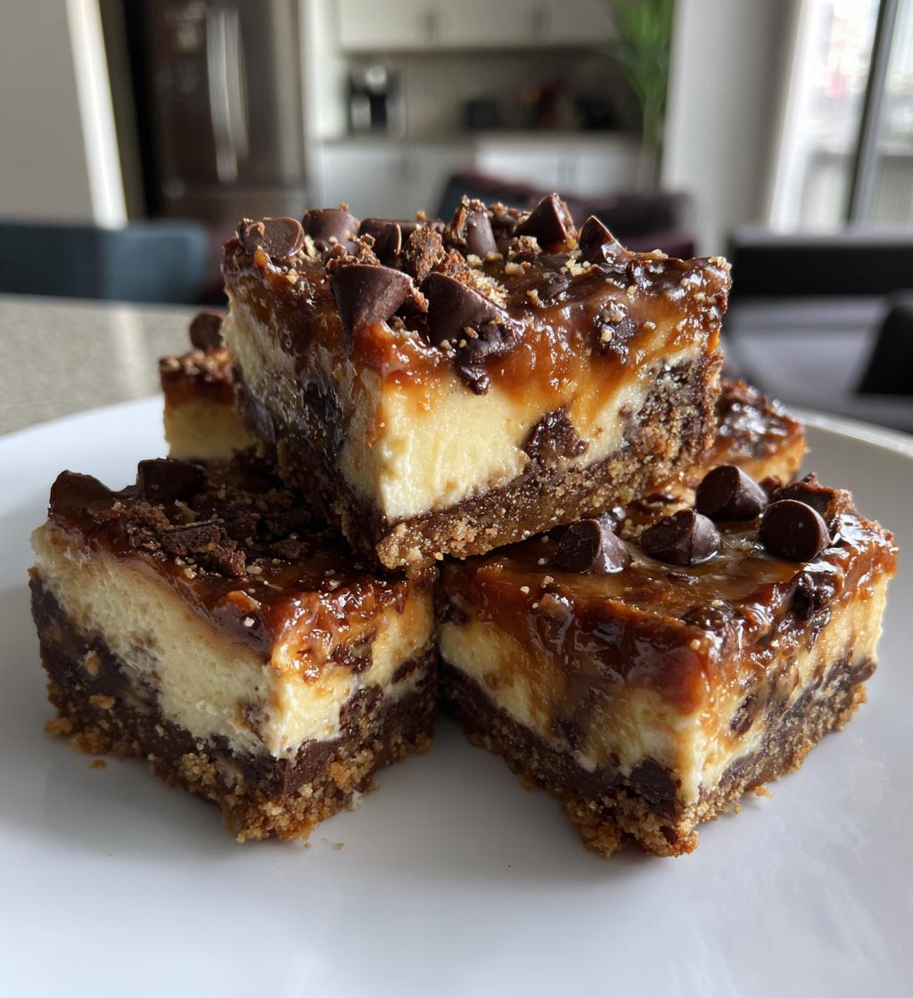 dulce de leche chocolate cheesecake bars - detail 1