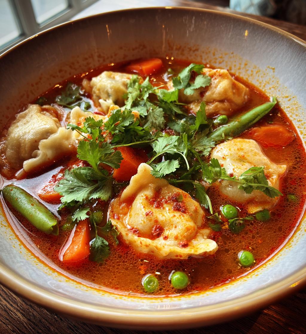 easy thai red curry dumpling soup - detail 1
