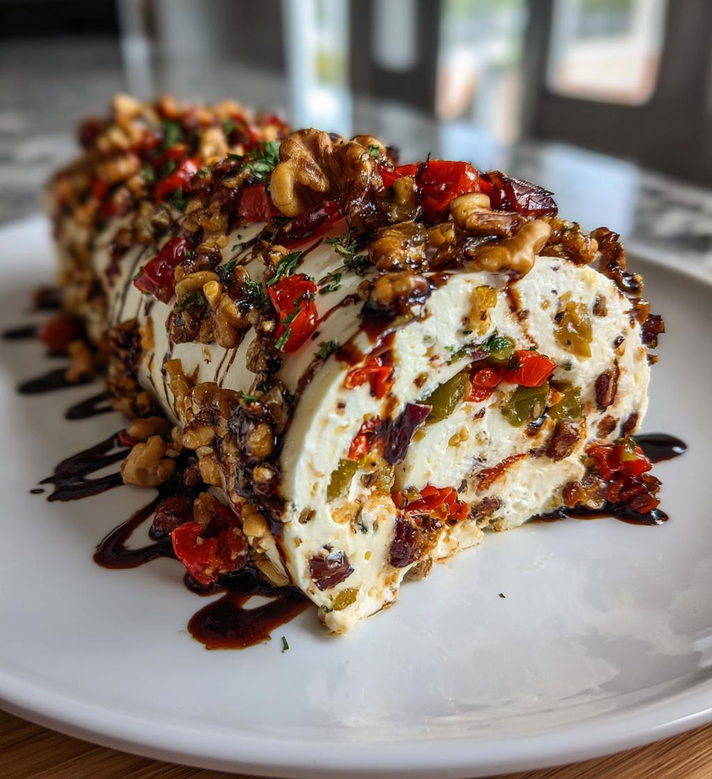 festive holiday antipasto cream cheese log 2