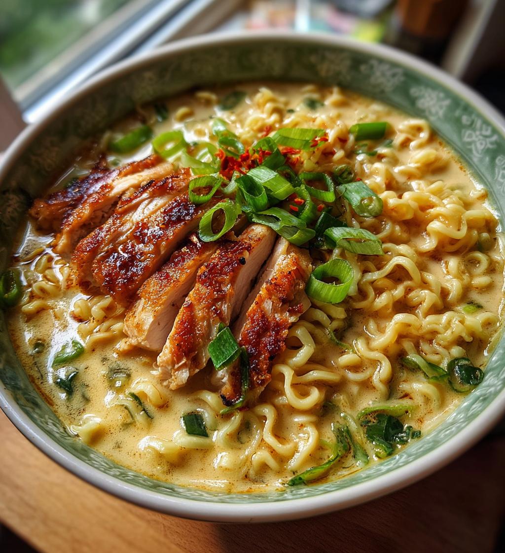 fiery chicken ramen with creamy garlic sauce 2
