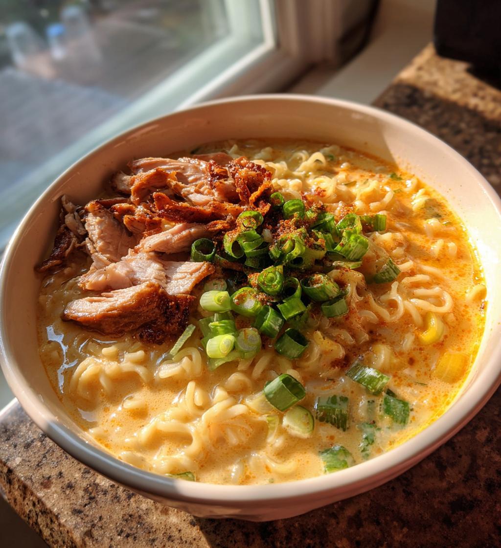 fiery chicken ramen with creamy garlic sauce recipe