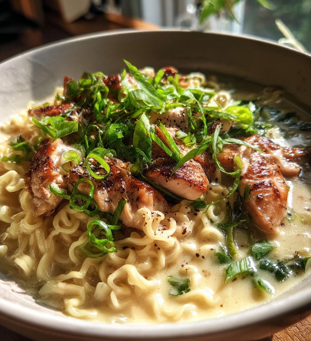 fiery chicken ramen with creamy garlic sauce recipe