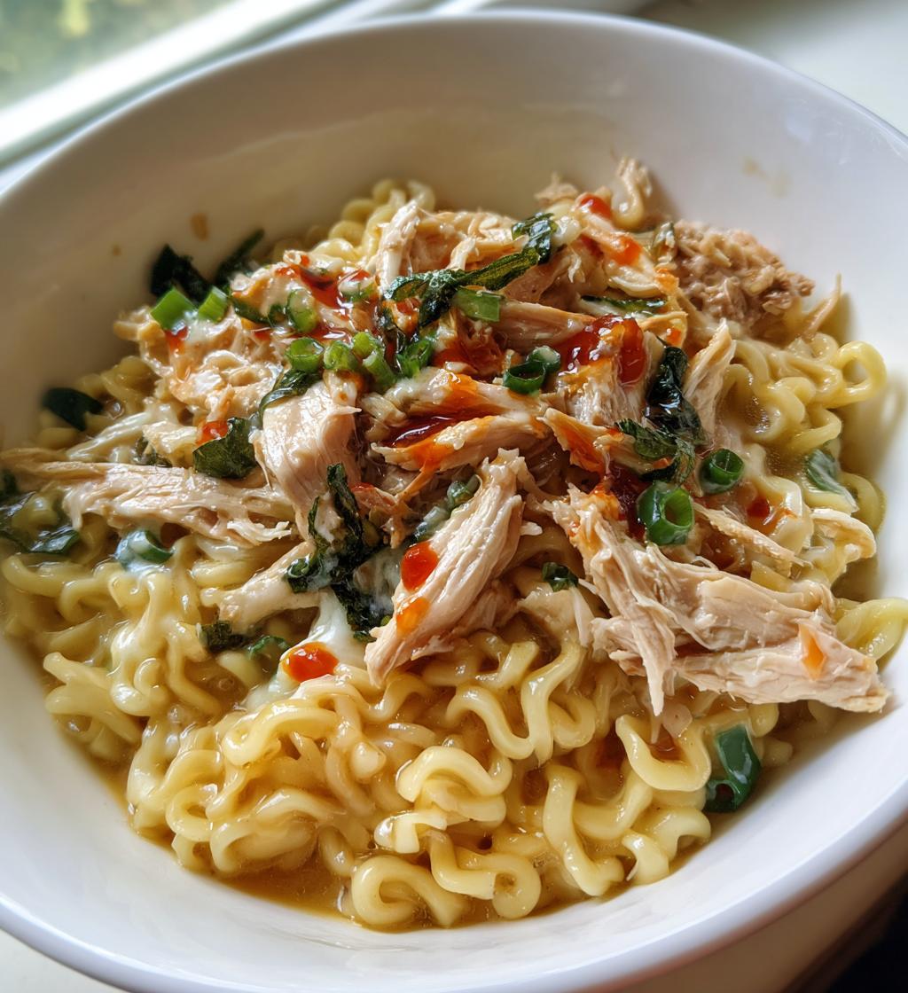 fiery chicken ramen with creamy garlic sauce