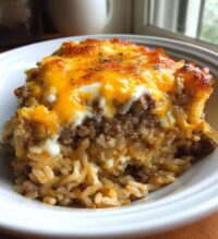french onion ground beef and rice casserole