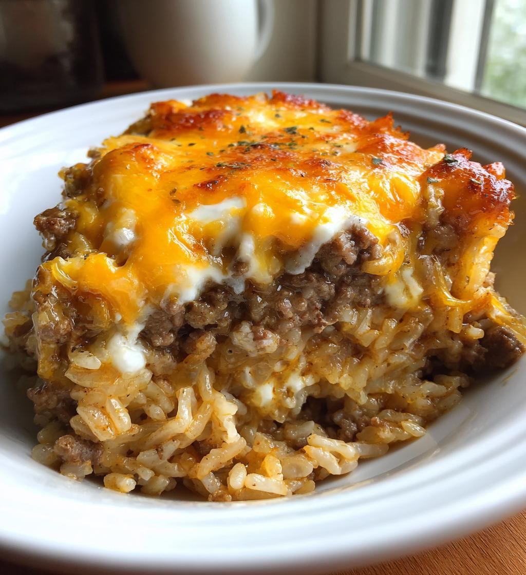 french onion ground beef and rice casserole