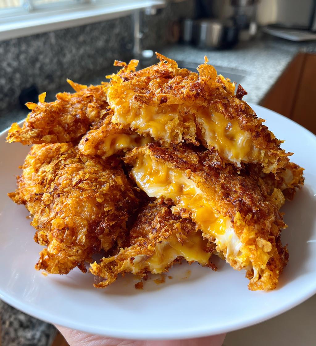 fried cheese stuffed doritos - detail 1