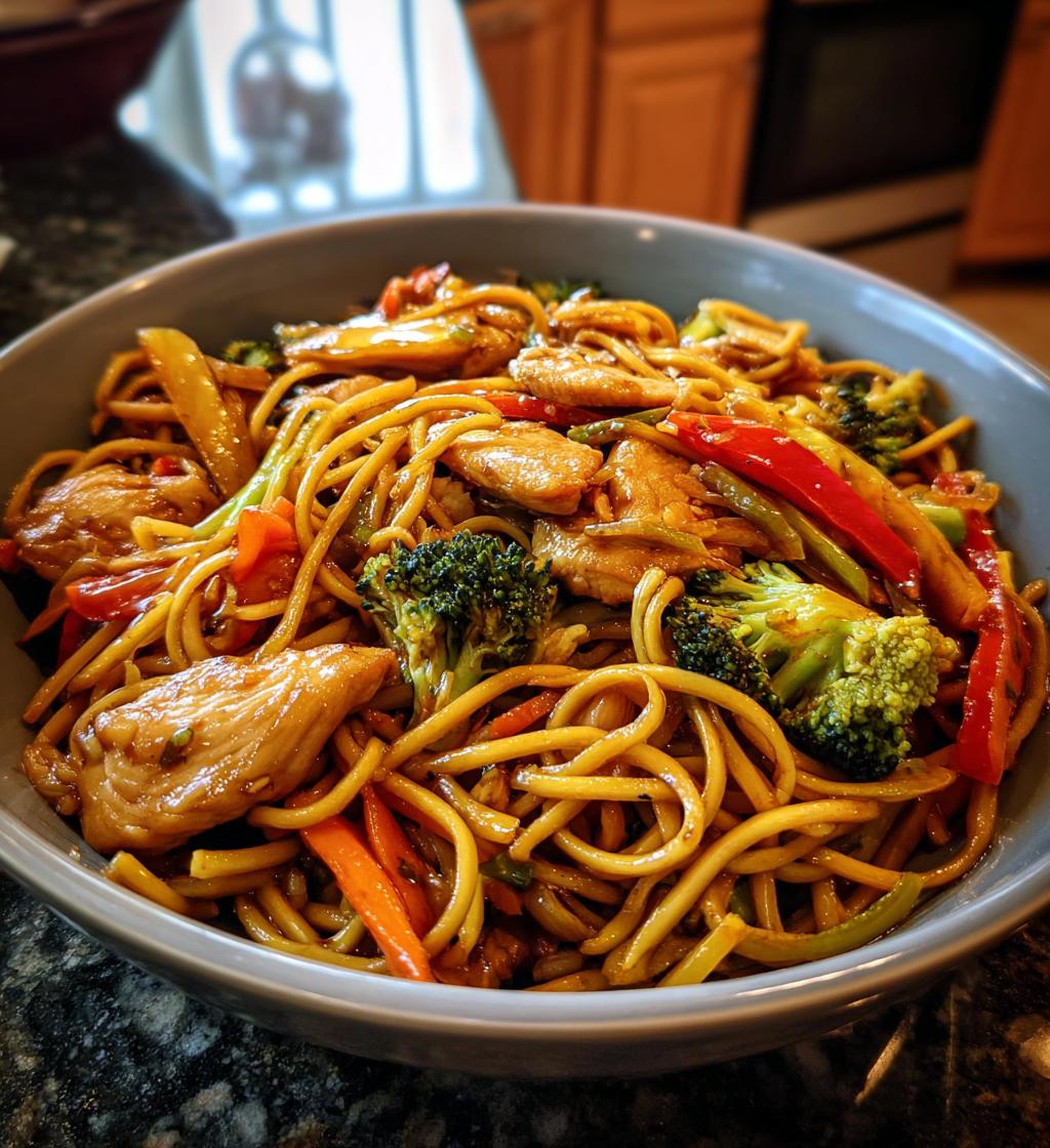 garlic chicken lo mein sauteed vegetables - detail 1
