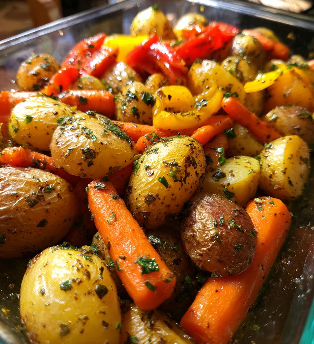 garlic herb roasted potatoes and veggies - detail 1