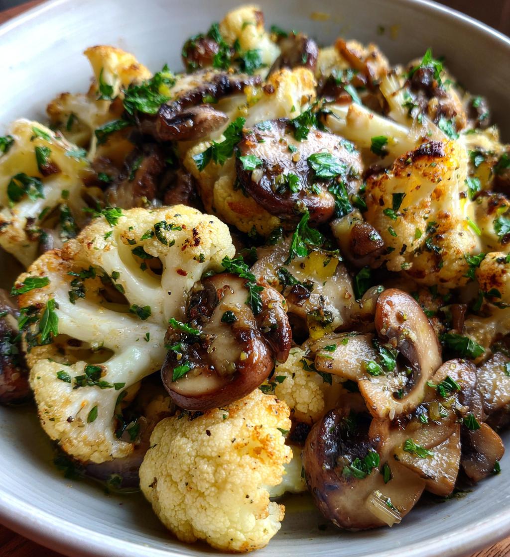 garlic mushroom cauliflower skillet - detail 1