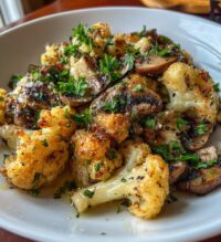 garlic mushroom cauliflower skillet