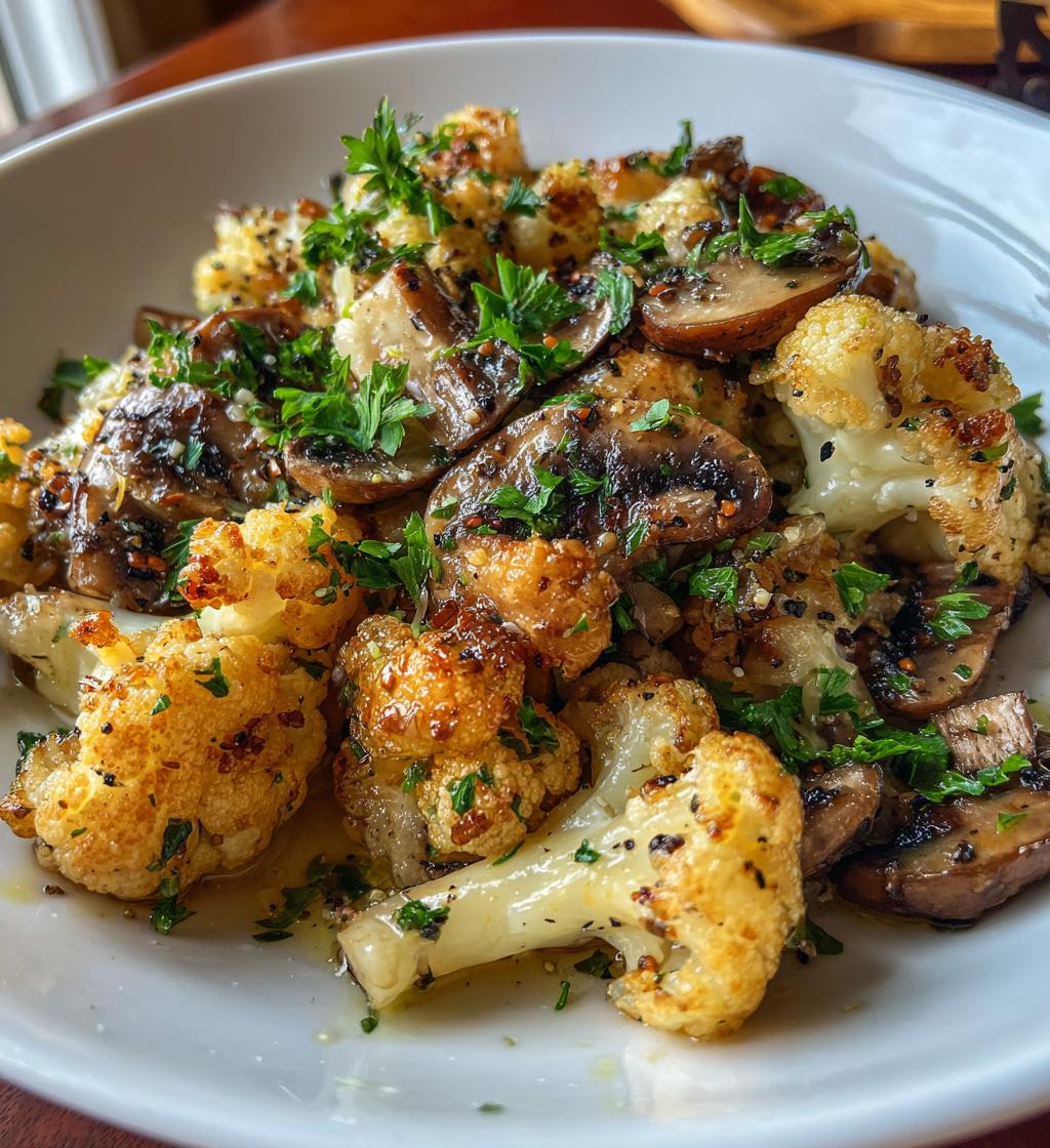 garlic mushroom cauliflower skillet
