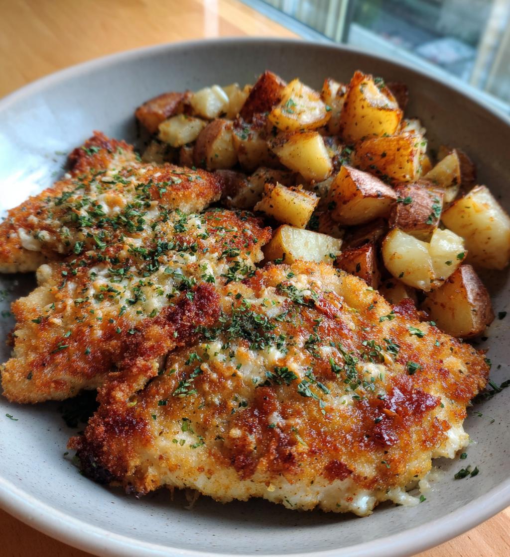 garlic parmesan chicken and potatoes