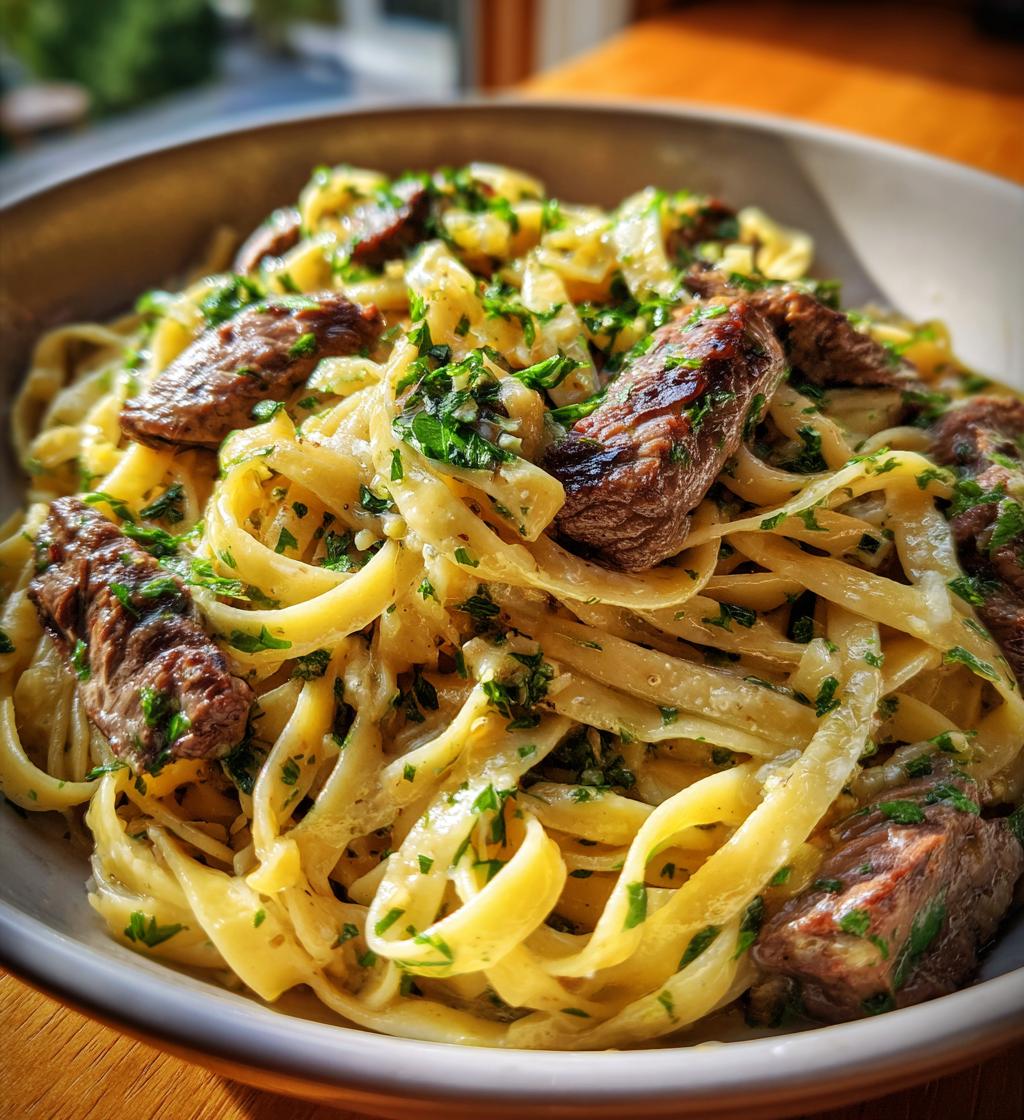 garlic steak pasta recipe - detail 1