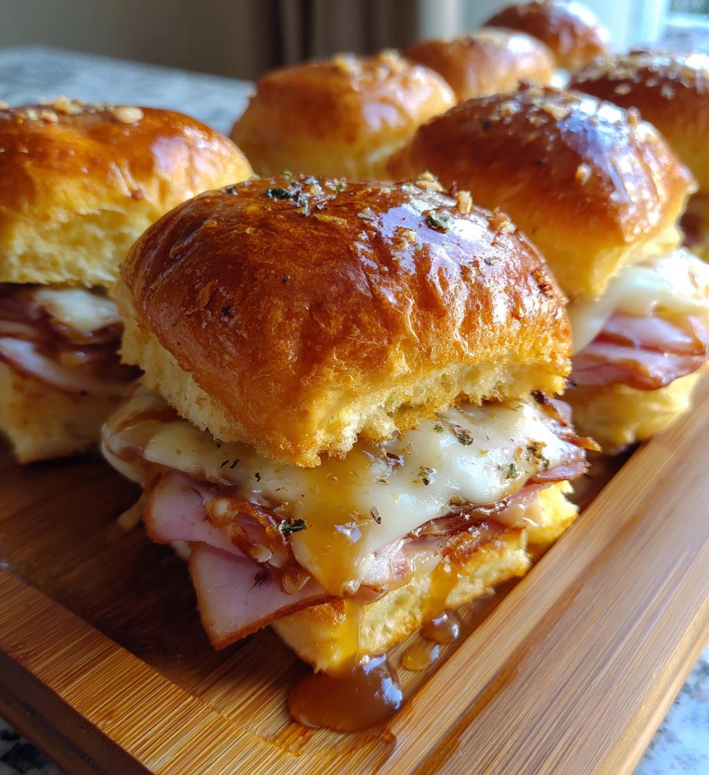 glazed ham and cheese sliders - detail 1