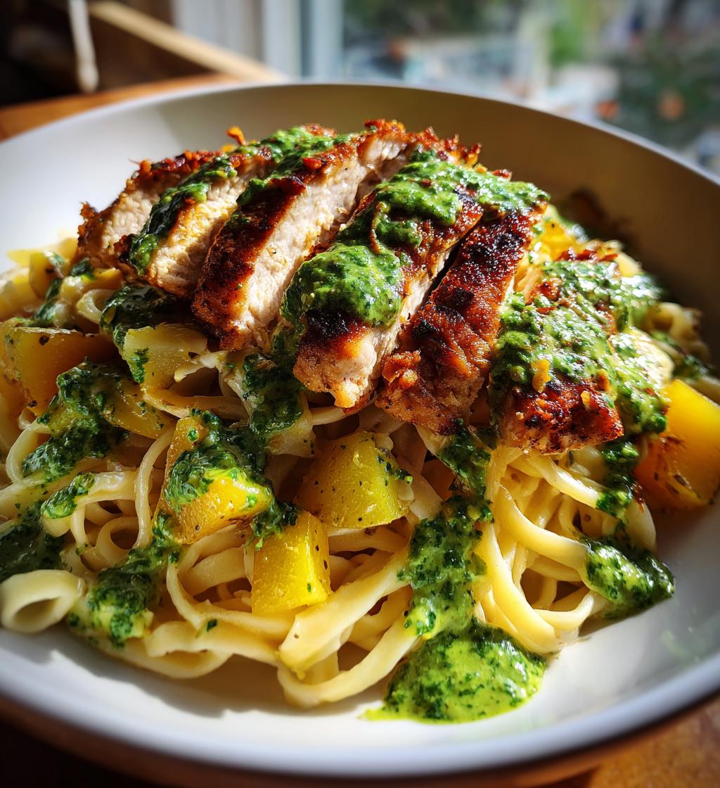 greek chicken alfredo garlic potatoes with spicy hot honey tahini pesto - detail 1