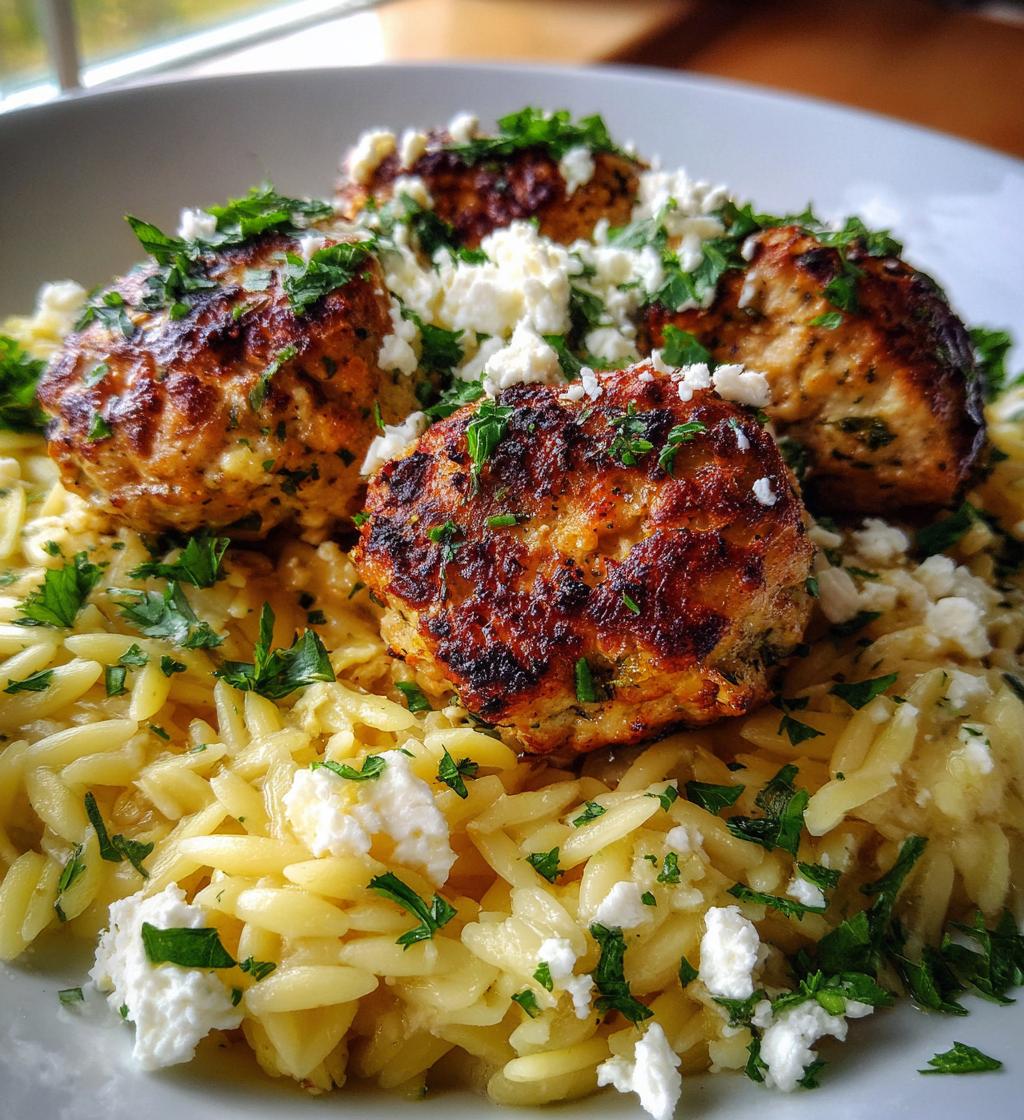 greek chicken meatballs with lemon orzo - detail 1