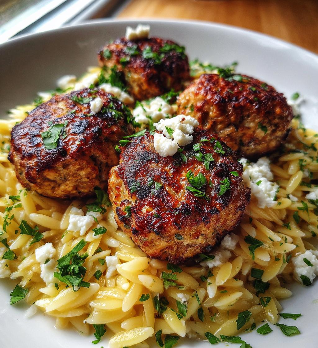 greek chicken meatballs with lemon orzo
