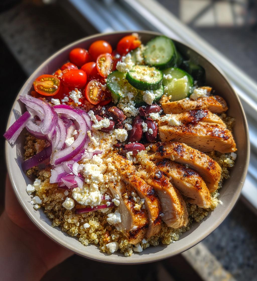 greek chicken quinoa bowl