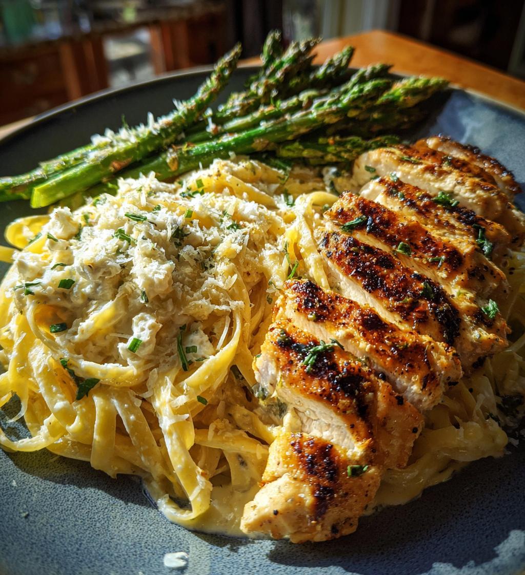 greek chili chicken alfredo recipe with smoked feta cream crispy parmesan asparagus - detail 1