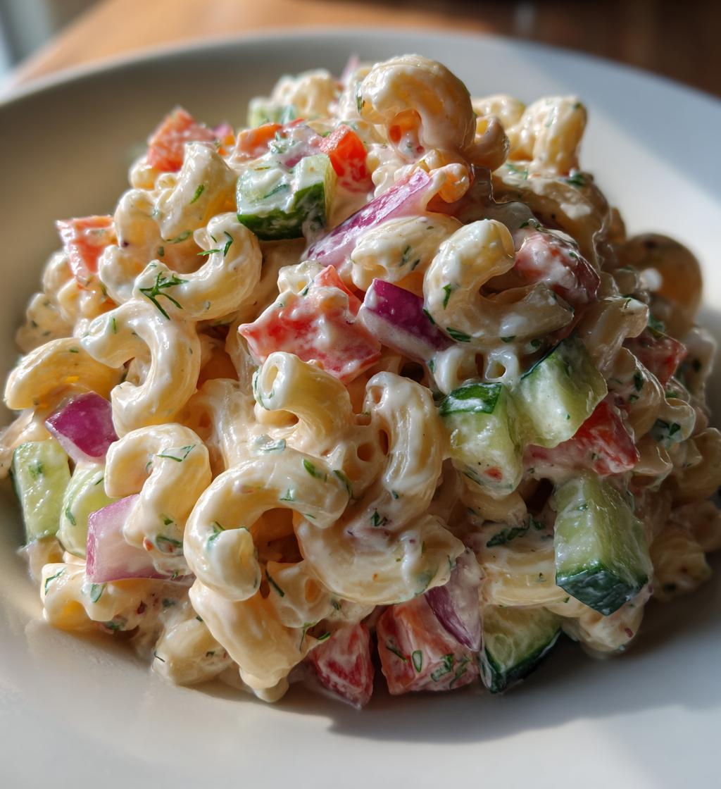 greek yogurt macaroni salad - detail 1