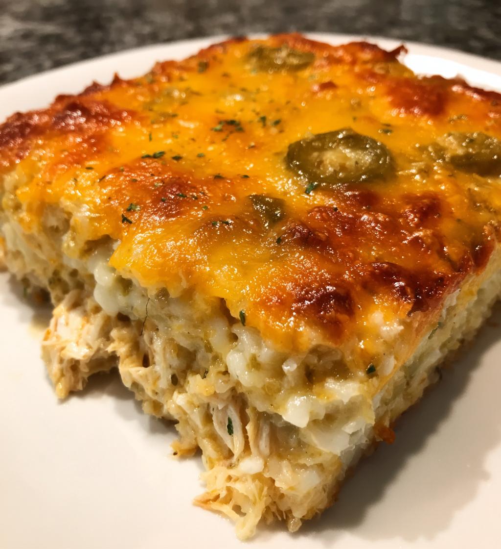 green chile chicken and rice casserole - detail 1